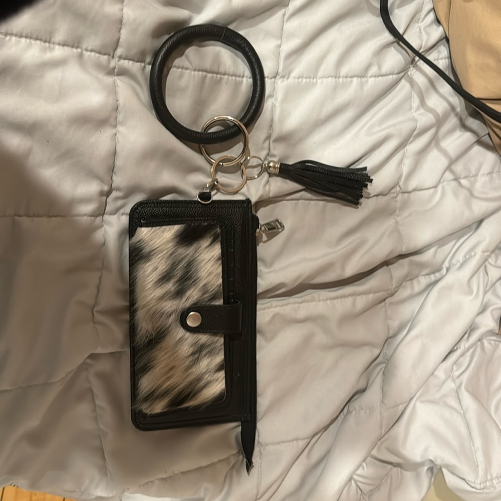 Cowhide wallet wristlet